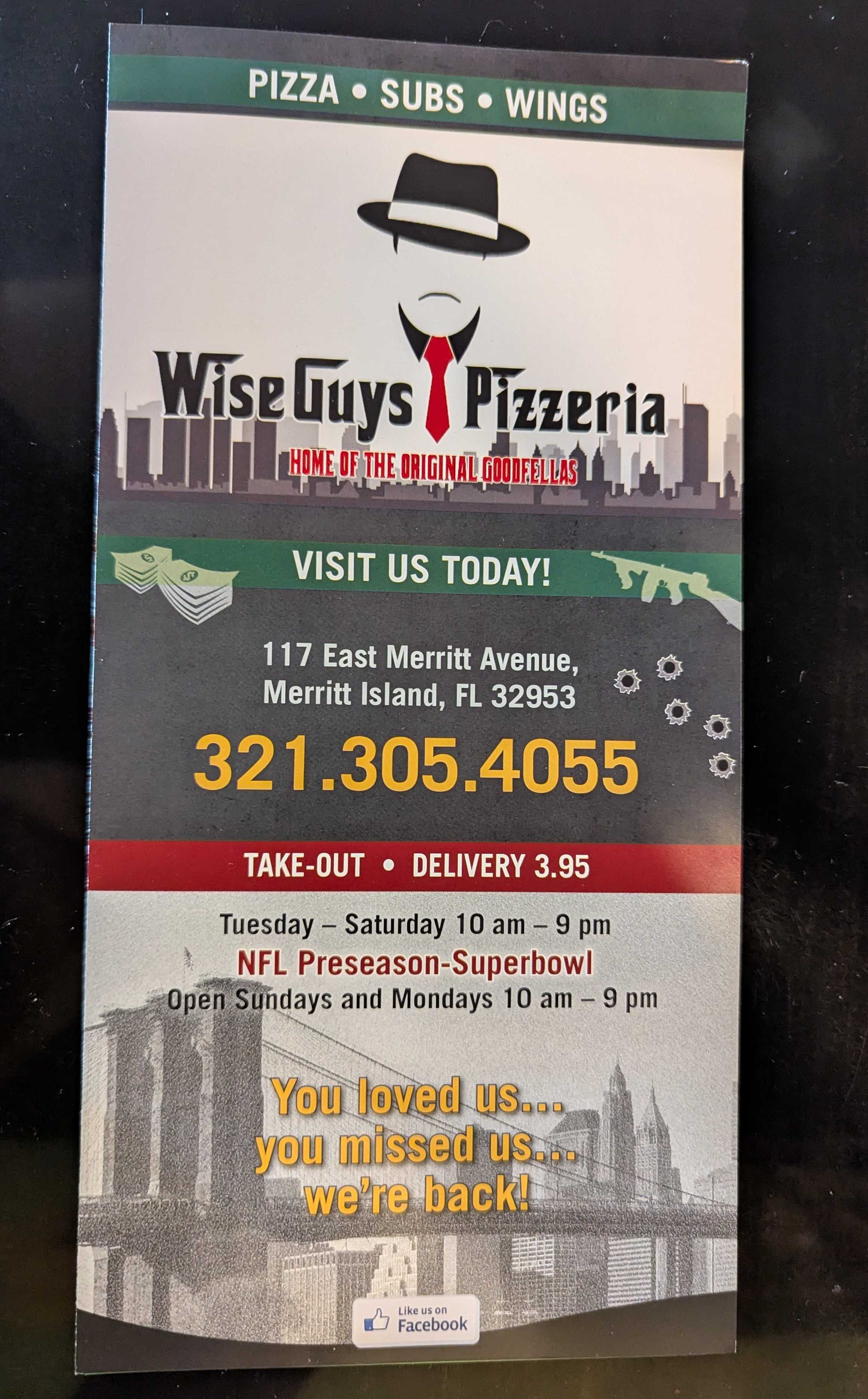 Wise Guys Pizzeria Menu