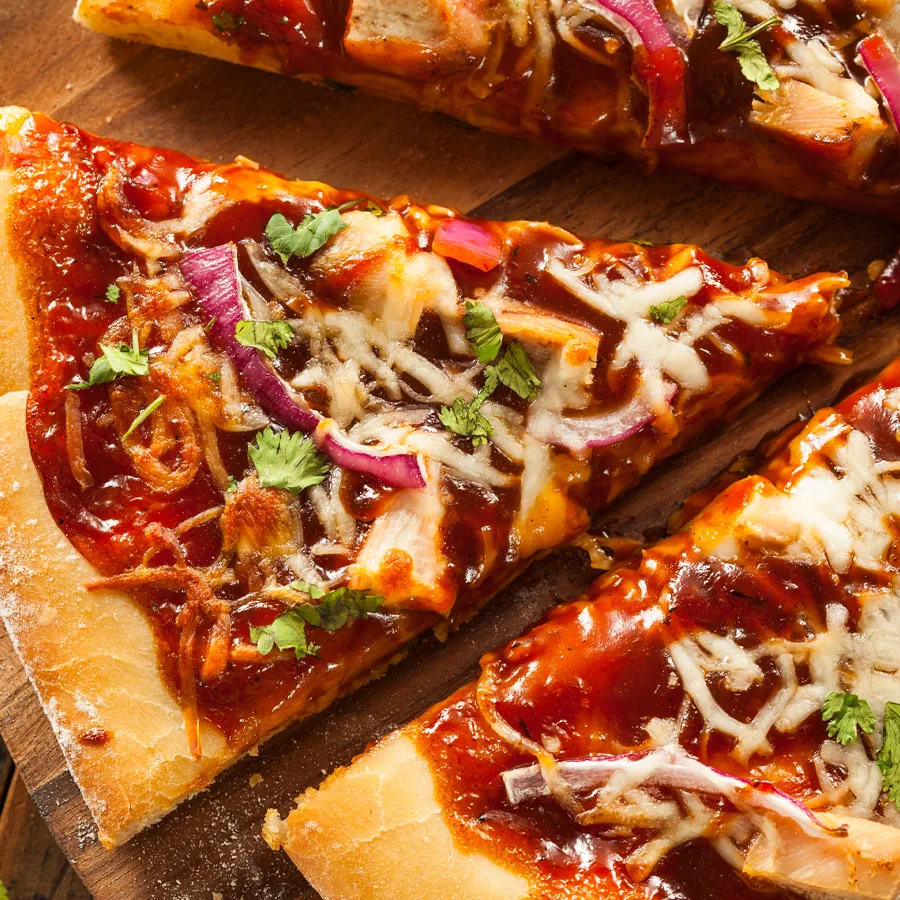 BBQ Pizza — tangy, smoky, and loaded with grilled goodness at WiseGuys Pizza.