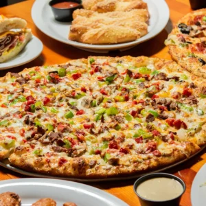 Philly Steak Pizza with steak and melted cheese